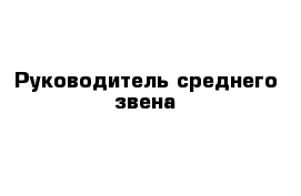 Руководитель среднего звена